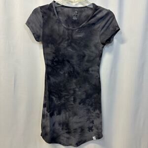 Curves N Combatboots CNC Gray Tie Dye Short Sleeve Crew Neck Mini Dress Small